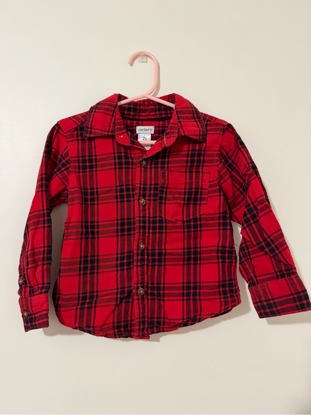Carter's Red and Black Plaid Button-Down Shirt